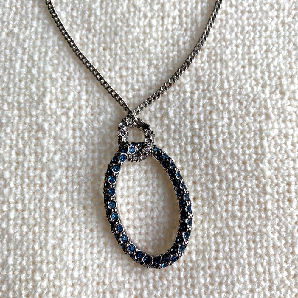 Givenchy necklace, silver color, 15”, linked blue.